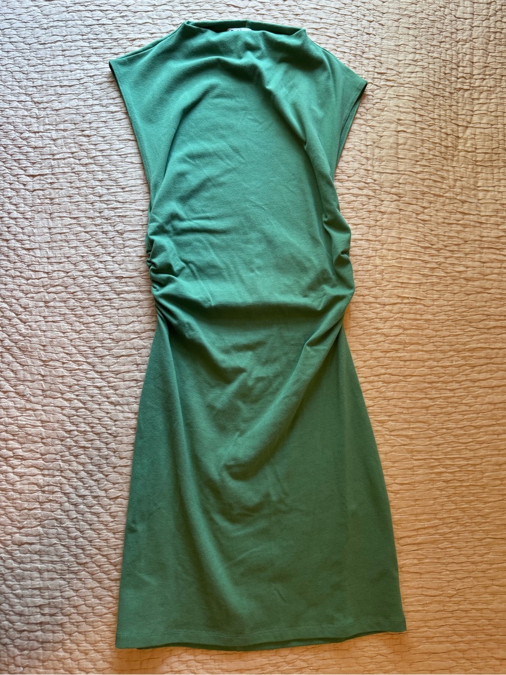 Reformation Alden Mini Dress in Bottle Green, S, Side Ruching, Like New!